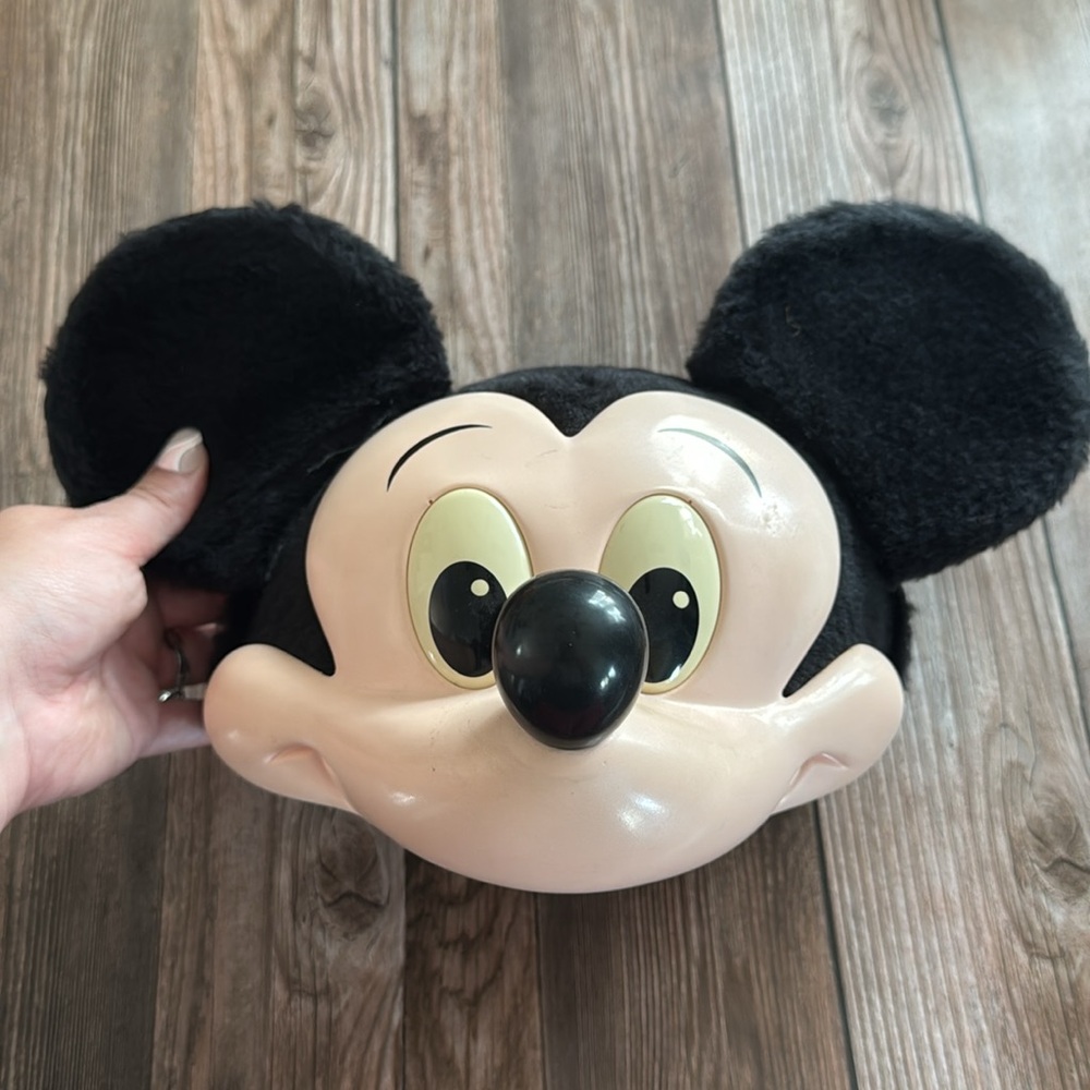 Disneyland Vintage Mickey Mouse 3D Hat Snapback Furry Ears Hard Plastic